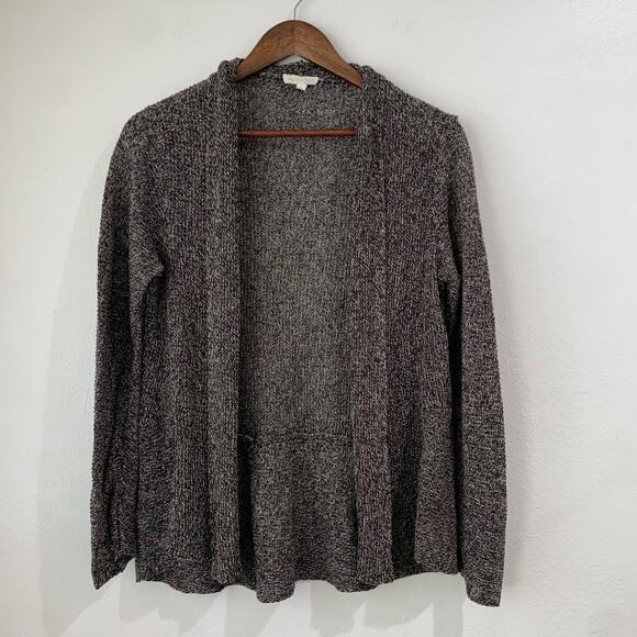 Eileen Fisher Open Cardigan sz Medium 100% Linen Peat Multi Tonal Mesh Career - Picture 1 of 11